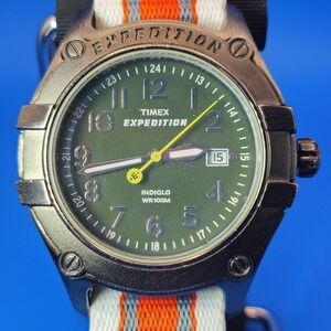 Vintage 2004 Timex Expedition Indiglo 40mm  Men's Quartz Field Watch Nato Strap